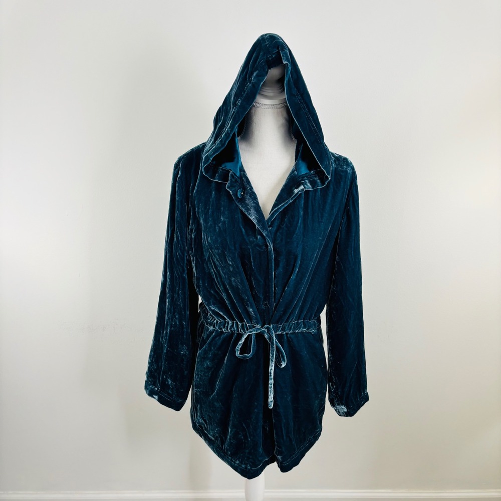 🚨 Final Sale🚨 J Jill Silk Blend Women's Teal  Hooded Side Pocket Jacket Small